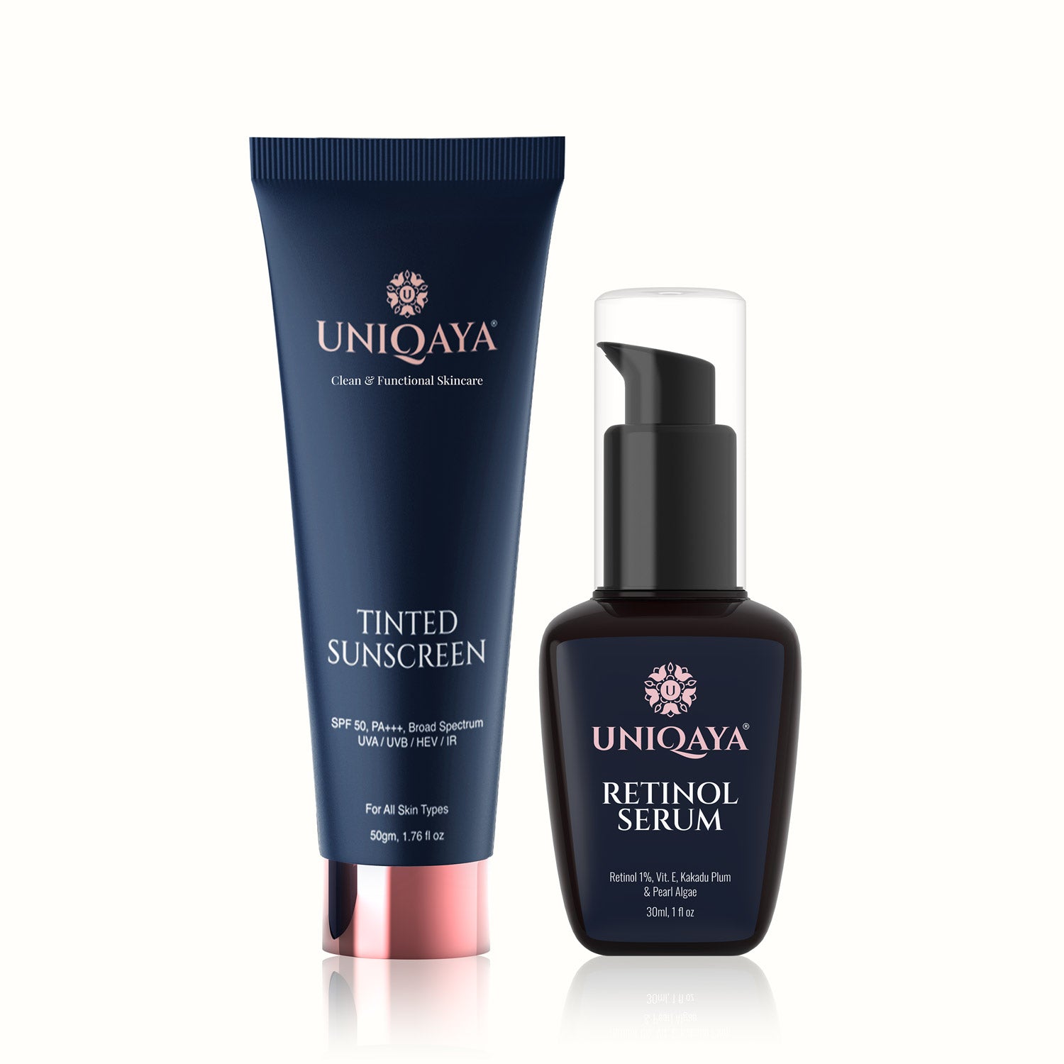 Uniqaya Tinted Sunscreen and 1% Encapsulated Retinol Serum | Skin Care Combo Pack