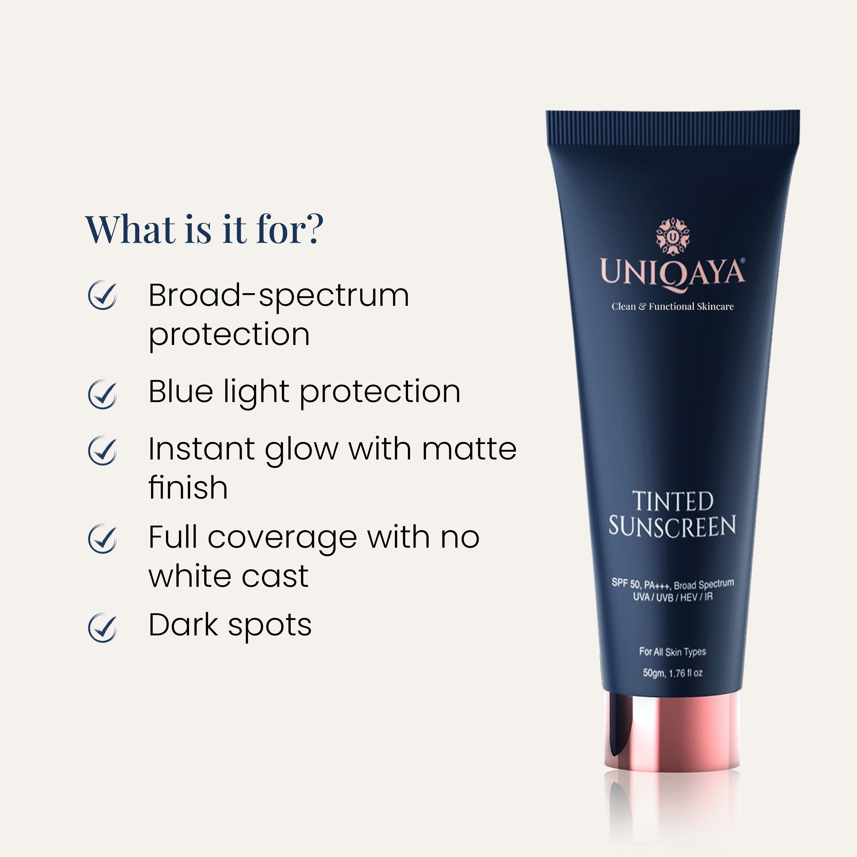 Uniqaya Tinted Sunscreen SPF 50 PA+++