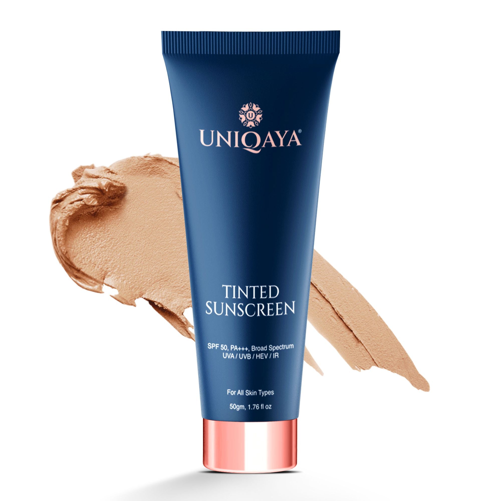 Uniqaya Tinted Sunscreen SPF 50 PA+++ For All Skin Types | Blue Light Protection | No White Cast