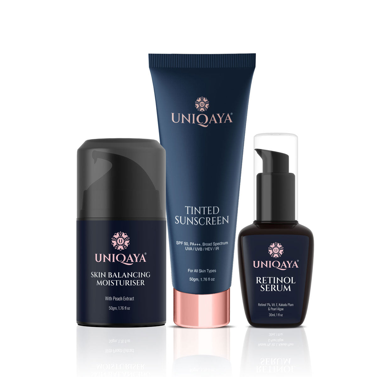 Skin Moisturiser and Tinted Sunscreen SPF 50 and 1% Encapsulated Retinol | 3 Step Daily Glow Gift Set