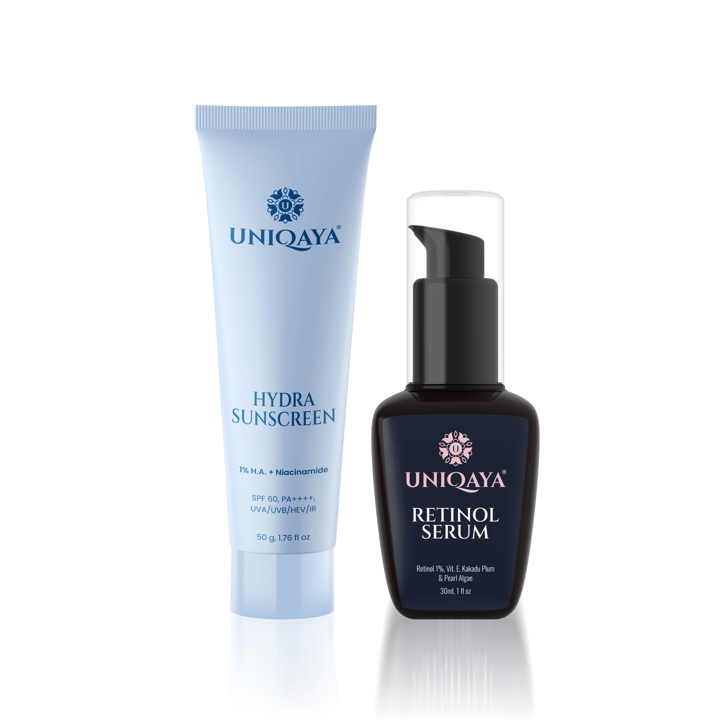 Hydra Sunscreen & 1% Encapsulated Vitamin E Retinol Face Serum | Skin Care Combo