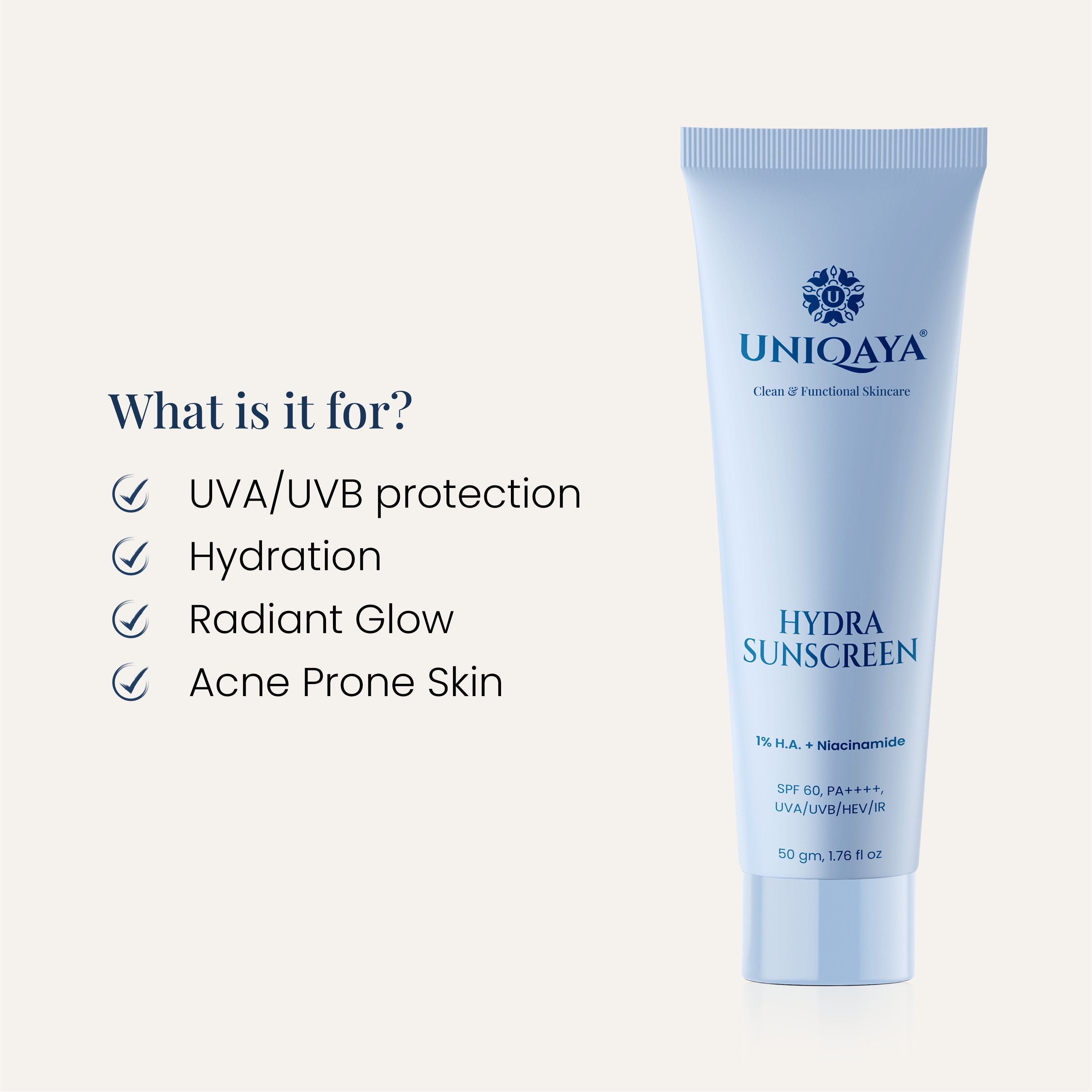 Uniqaya Ultimate Skincare Combo of Hydra Sunscreen,Foot Cream, and Tinted Sunscreen