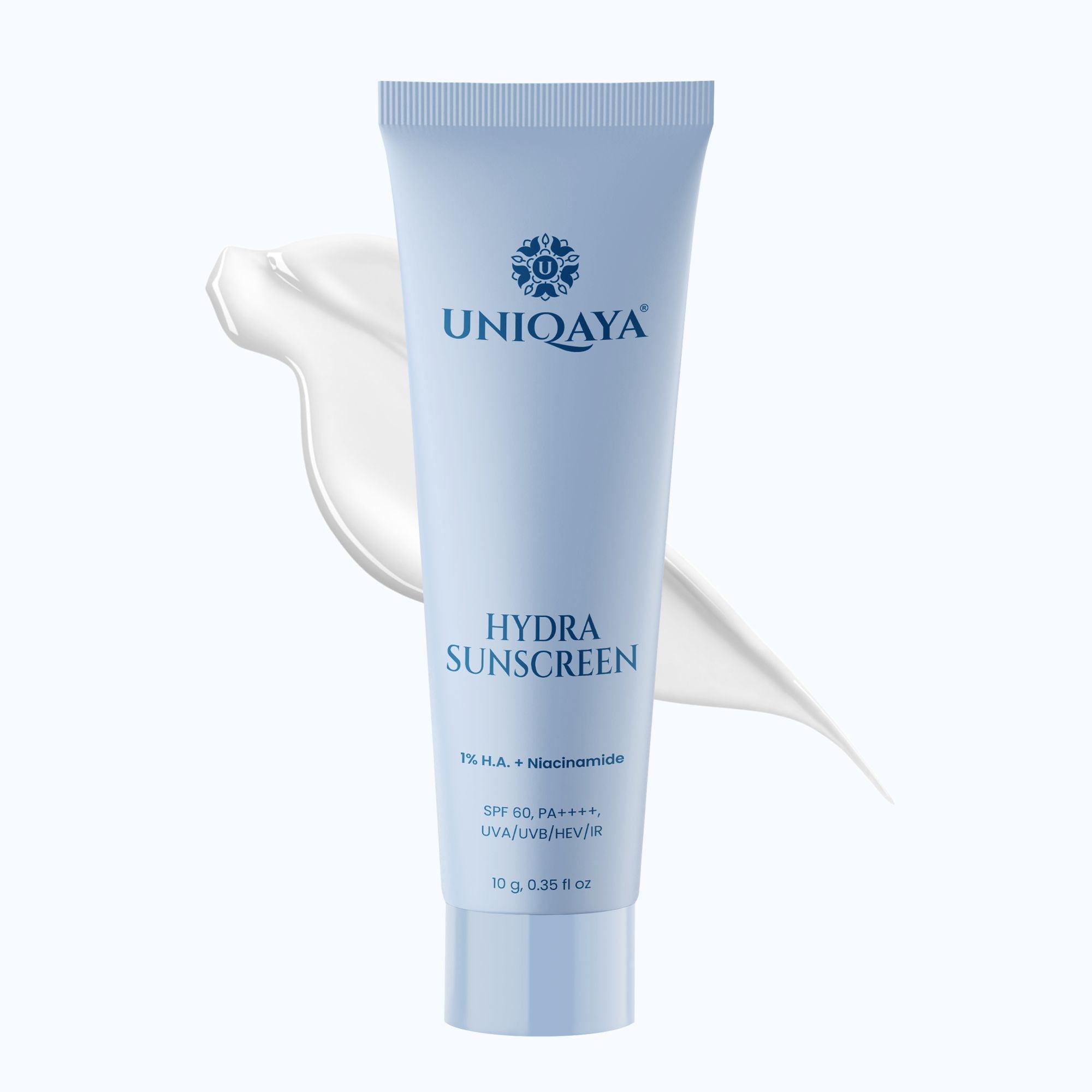 Uniqaya Hydra Sunscreen SPF 60 PA++++ | Hyaluronic Acid & Niacinamide Sunscreen For Oily & Dry Skin 10g