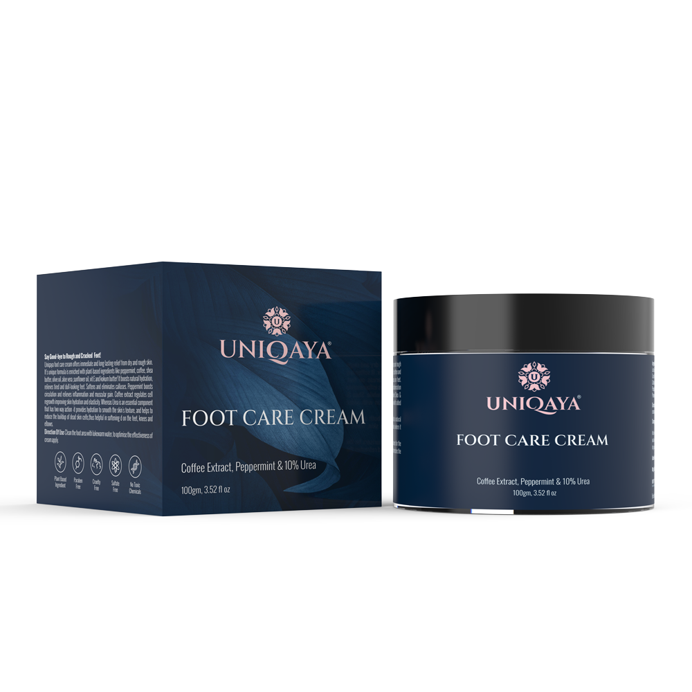 Uniqaya Moisturizing & Repairing Foot Care Cream with Coffee Extract & Peppermint, 100 gm