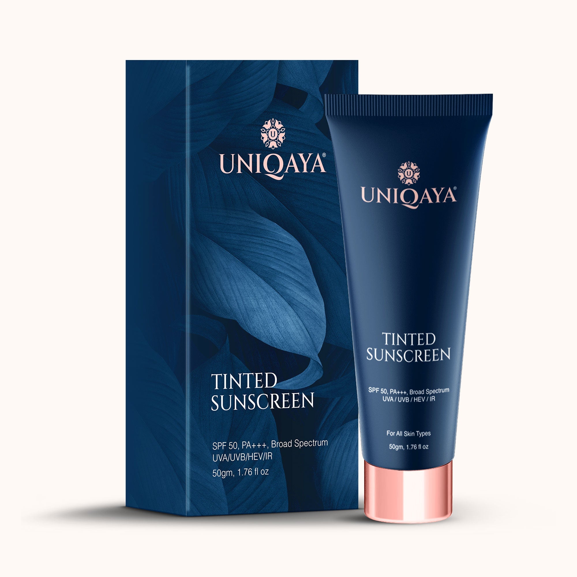 Uniqaya Tinted Sunscreen SPF 50 PA+++ For Oily & Dry Skin | Blue Light Protection | No White Cast
