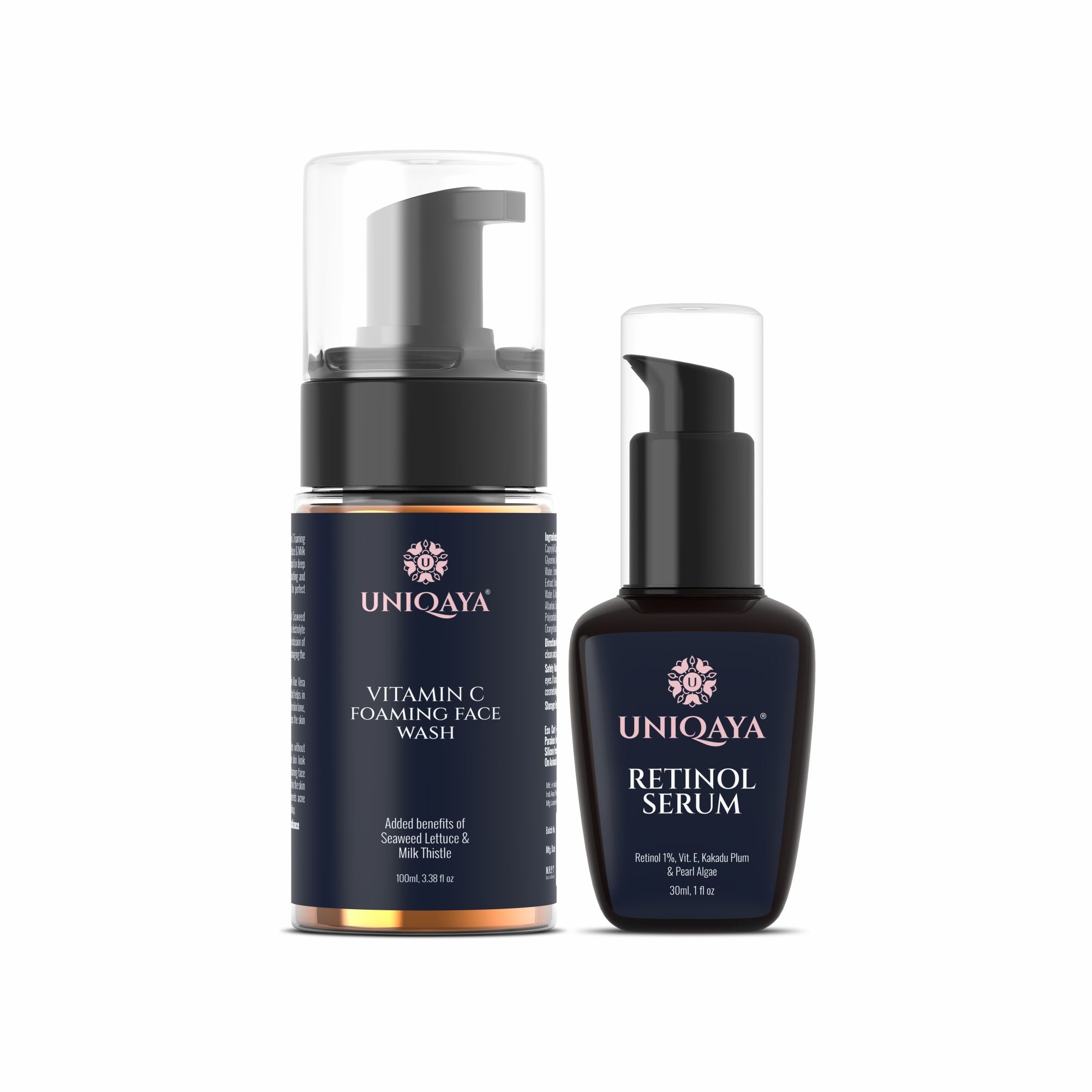 Uniqaya Vitamin C Foaming Face Wash and Retinol Serum Combo Pack | Skin Care Combo